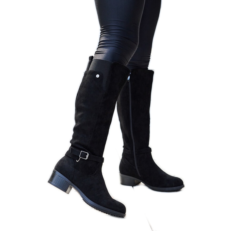 Cizme negre izolate din piele ecologică Castelvetro negru