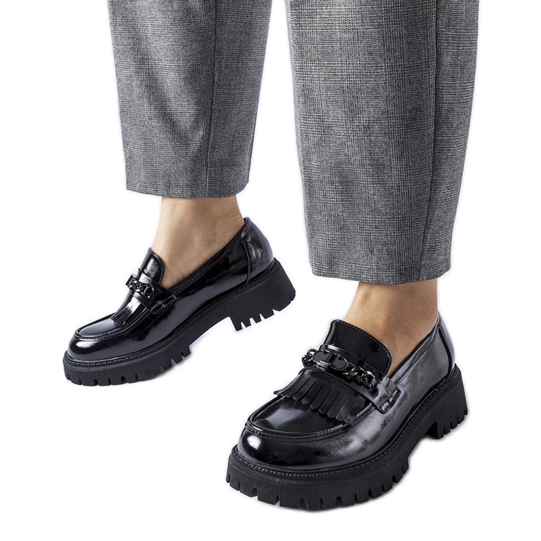 Mocasini negri cu catarama de la Agordina negru Mocasini negri cu catarama de la Agordina negru