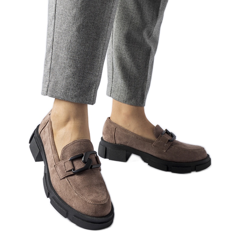 Mocasini masivi maro cu cataramă Mocasini masivi maro cu cataramă