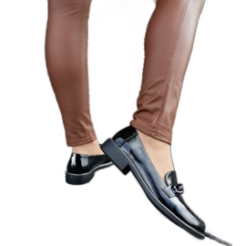 Mocasini negri cu catarama negru Mocasini negri cu catarama negru