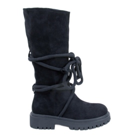 Cizme din piele intoarsa cu cordon Spicer Black negru Cizme din piele intoarsa cu cordon Spicer Black negru
