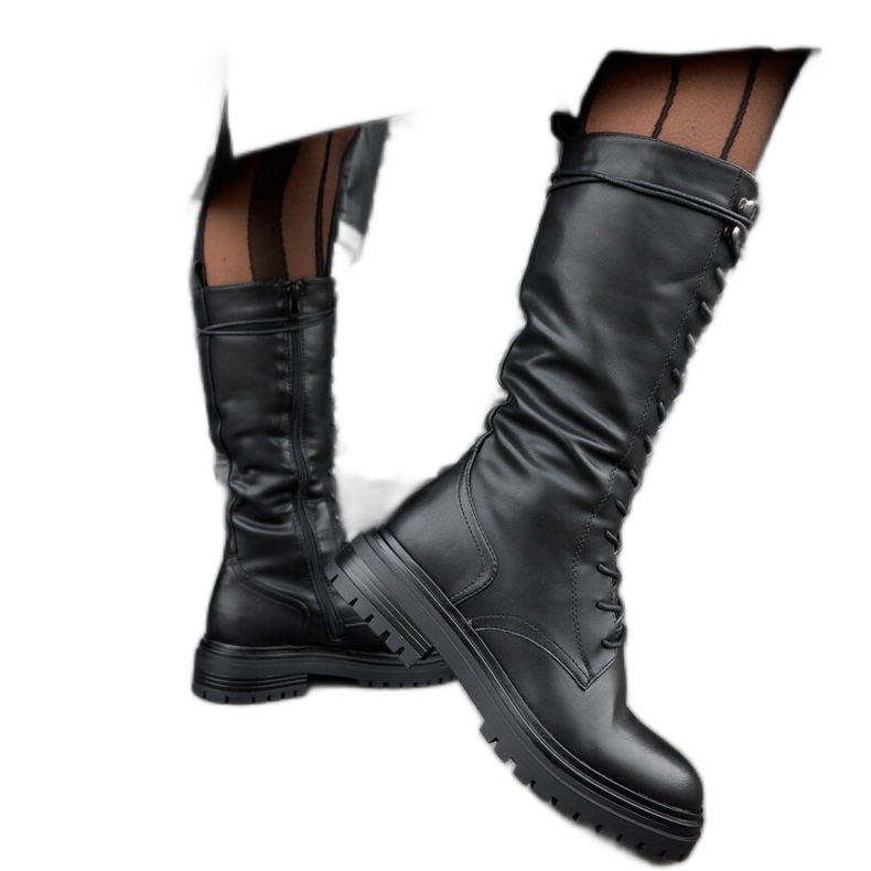 Lucrători Montepiano cu șireturi înalte de culoare neagră negru