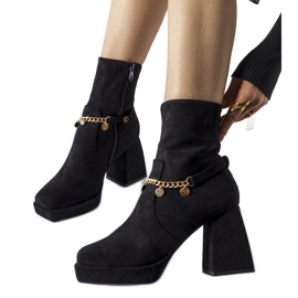 Botine izolate negre cu pandantiv Saviore negru