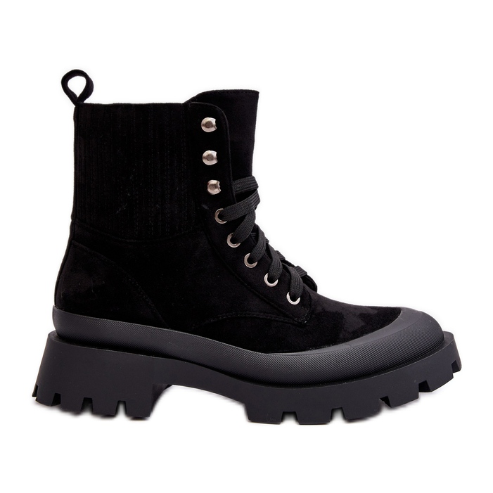 Cizme Trapper damă cu șireturi Black Gordts negru