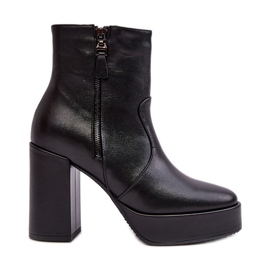 Botine Damă Piele Pe Toc Înalt Și Platformă Laura Messi 2690 Negru