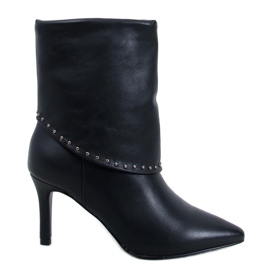 Botine Wesh Black cu toc înalt negru