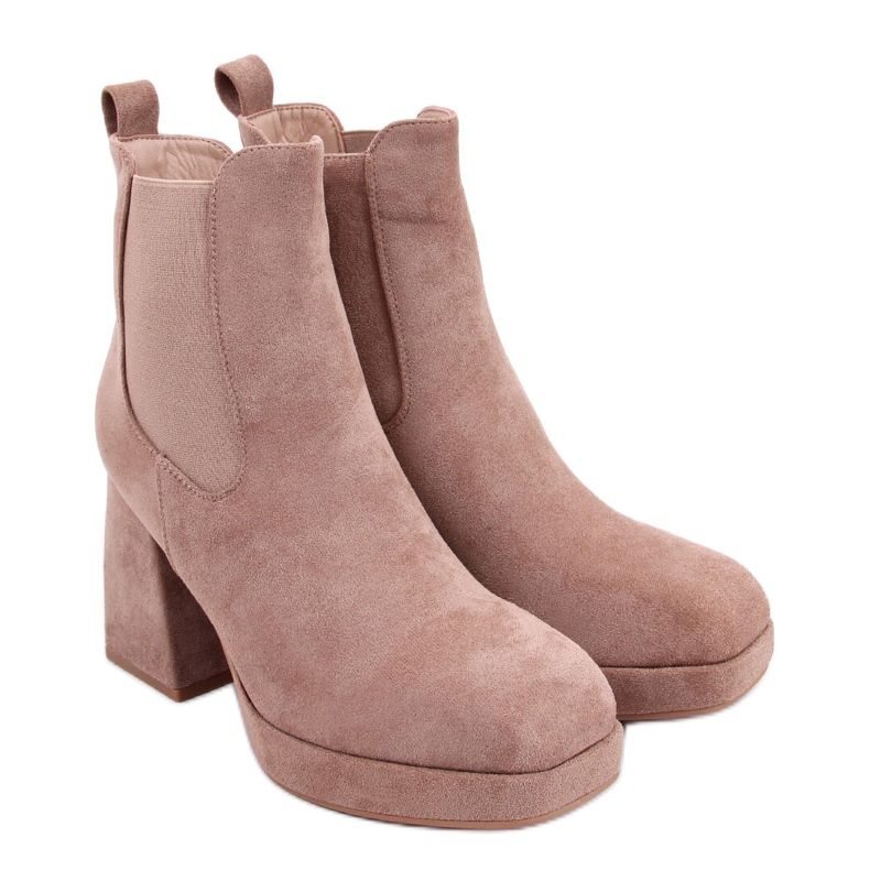 Ciara Khaki cizme cu toc lat bej