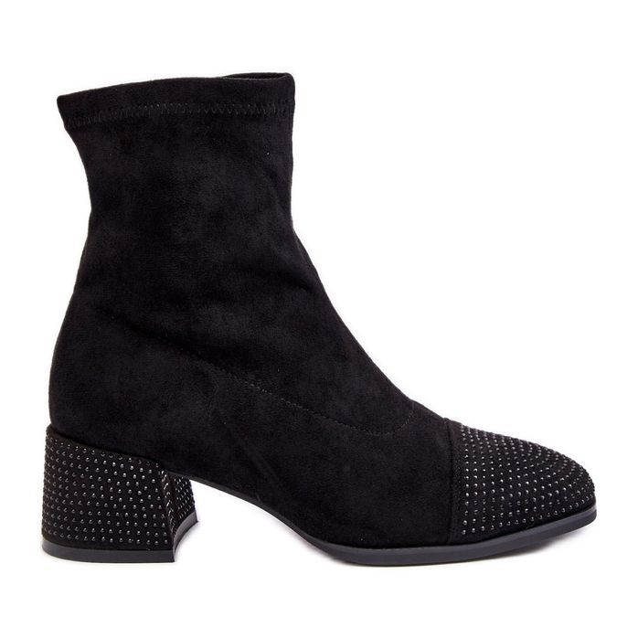 Cizme De Dama Toc Cu Decor, Negru Vissias