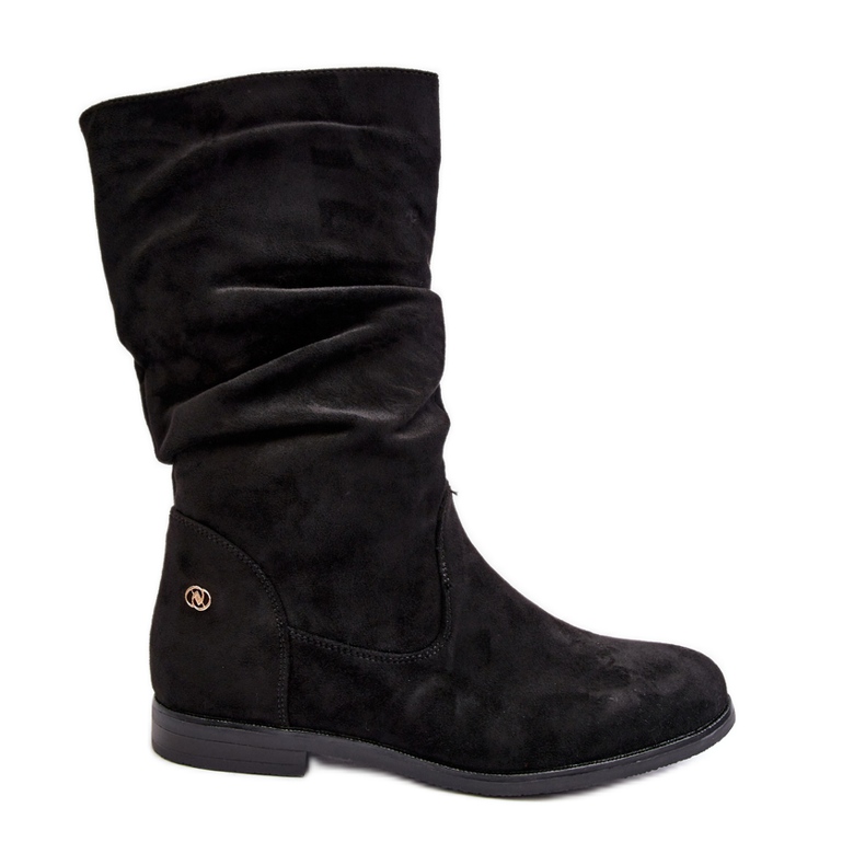 Cizme plate de damă cu căptușeală încrețită, Kotine negru