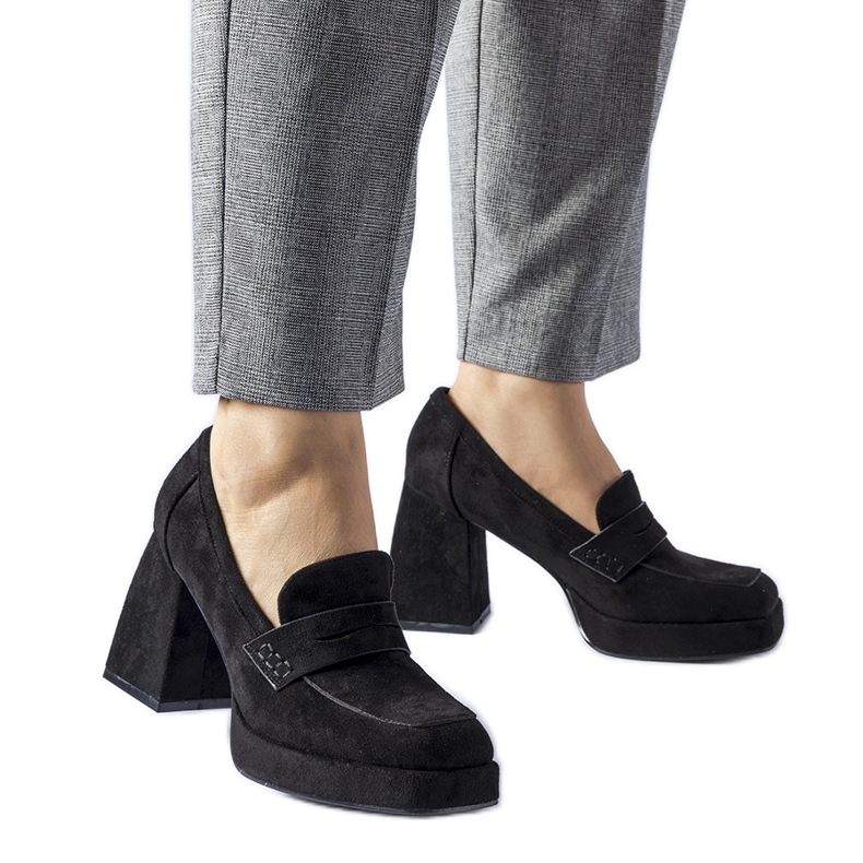 Pompe Solaine negre cu toc înalt negru Pompe Solaine negre cu toc înalt negru