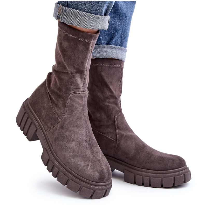 Cizme Muncitori Slip-On Cu Toc Plat Gri Divella Cizme Muncitori Slip-On Cu Toc Plat Gri Divella