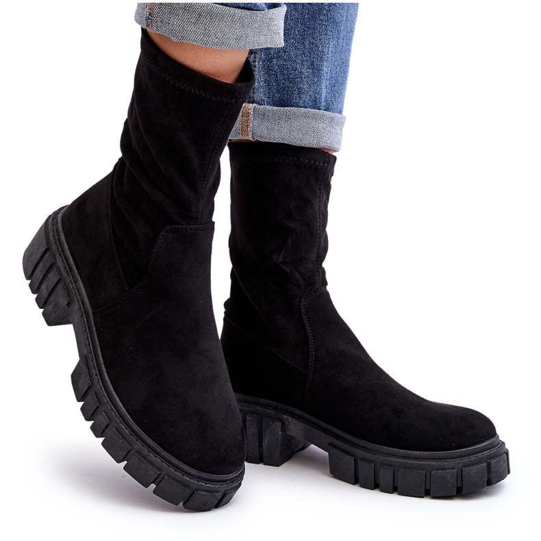 Cizme Muncitori Slip-On Cu Toc Plat, Negru Divella