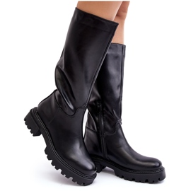 Cizme plate cu slip-on la jumătatea gambei, Eamantha neagră negru