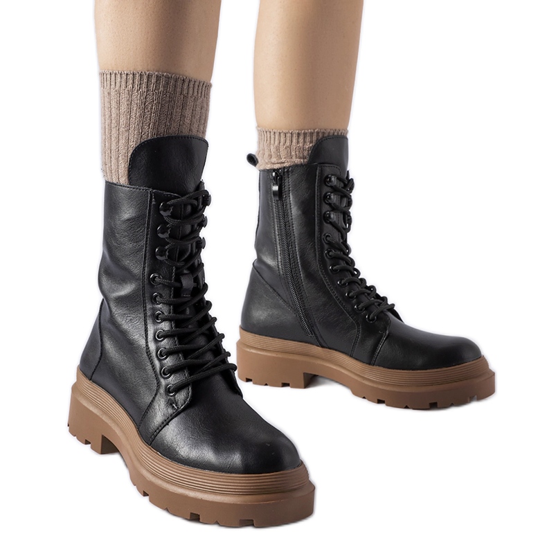 Adidași negri cu talpă Quennie colorată negru