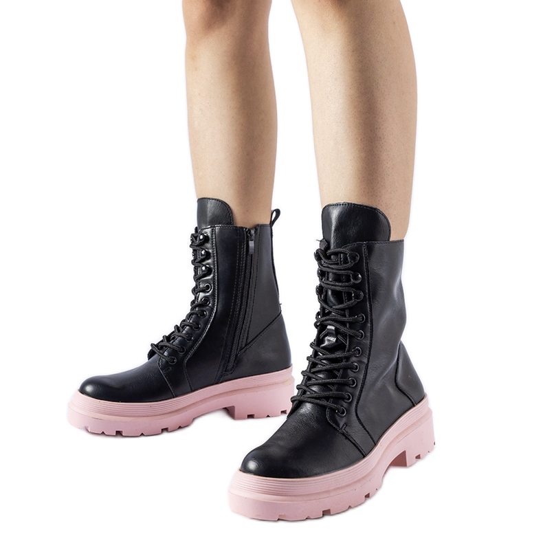 Adidași negri cu talpă Quennie colorată negru Adidași negri cu talpă Quennie colorată negru