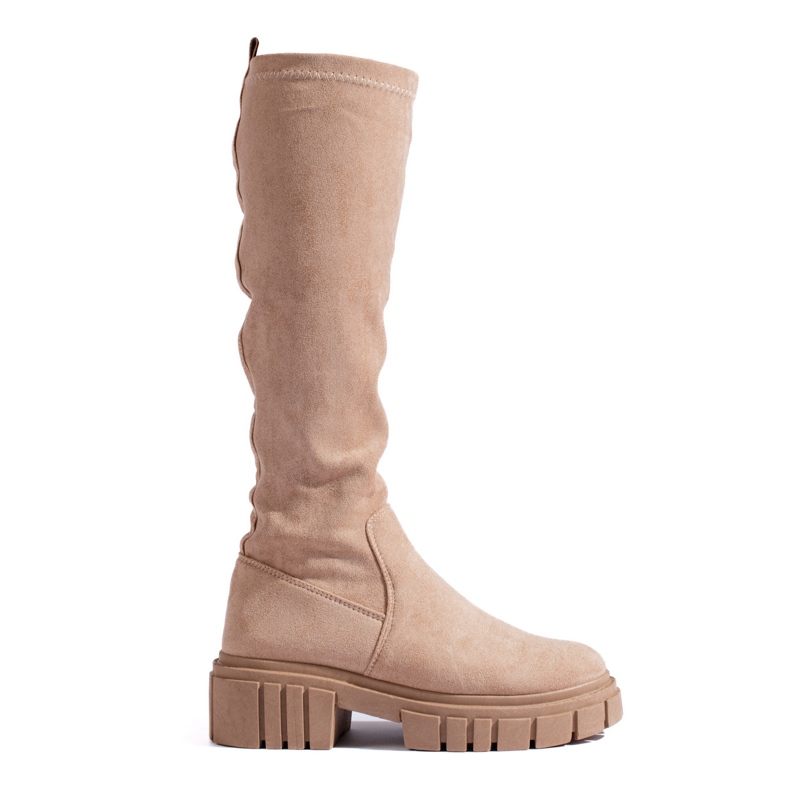 Cizme slip-on de piele bej de la Shelovet