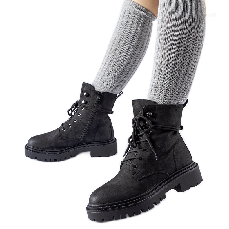 Cizme plate negre cu protector Brattle negru Cizme plate negre cu protector Brattle negru