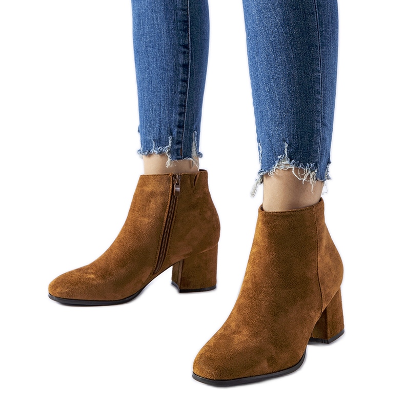 Botine cu toc mic Mapleview maro