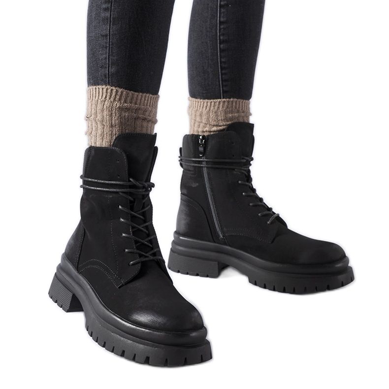 Cizme Vadnais negre cu vârful uzat negru