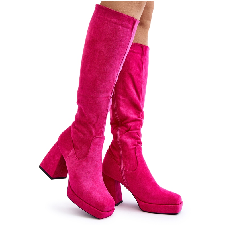Cizme termoizolante pentru damă Layala Fuchsia, cu tocuri masive roz Cizme termoizolante pentru damă Layala Fuchsia, cu tocuri masive roz