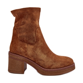 Botine de damă Camel Argastis cu toc înalt maro Botine de damă Camel Argastis cu toc înalt maro