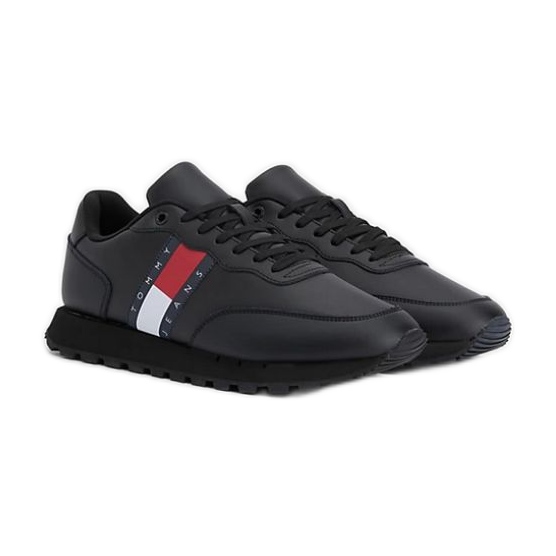 Pantofi Tommy Hilfiger Leather Runner Ess M EM0EM008980GK negru Pantofi Tommy Hilfiger Leather Runner Ess M EM0EM008980GK negru