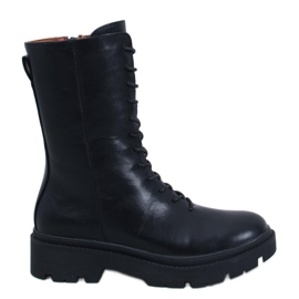 Botine Heap Nero cu șireturi negru