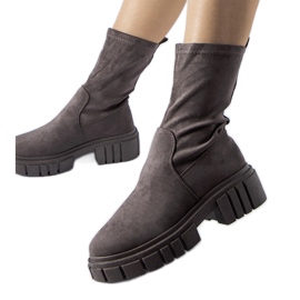 Botine gri Montefusco din piele de căprioară ecologică