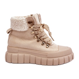 Cizme Trapper Izolate Pe O Talpă Groasă, Ralotta Bej Deschis