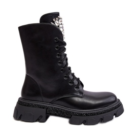 Botine De Dama Worker Cu Decorat Ventora Neagra negru Botine De Dama Worker Cu Decorat Ventora Neagra negru
