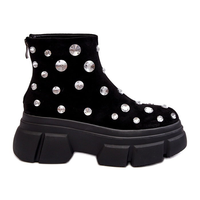 S.Barski Cizme Izolate Din piele intoarsa Cu Cristale D&amp;A MR870-83 Negru