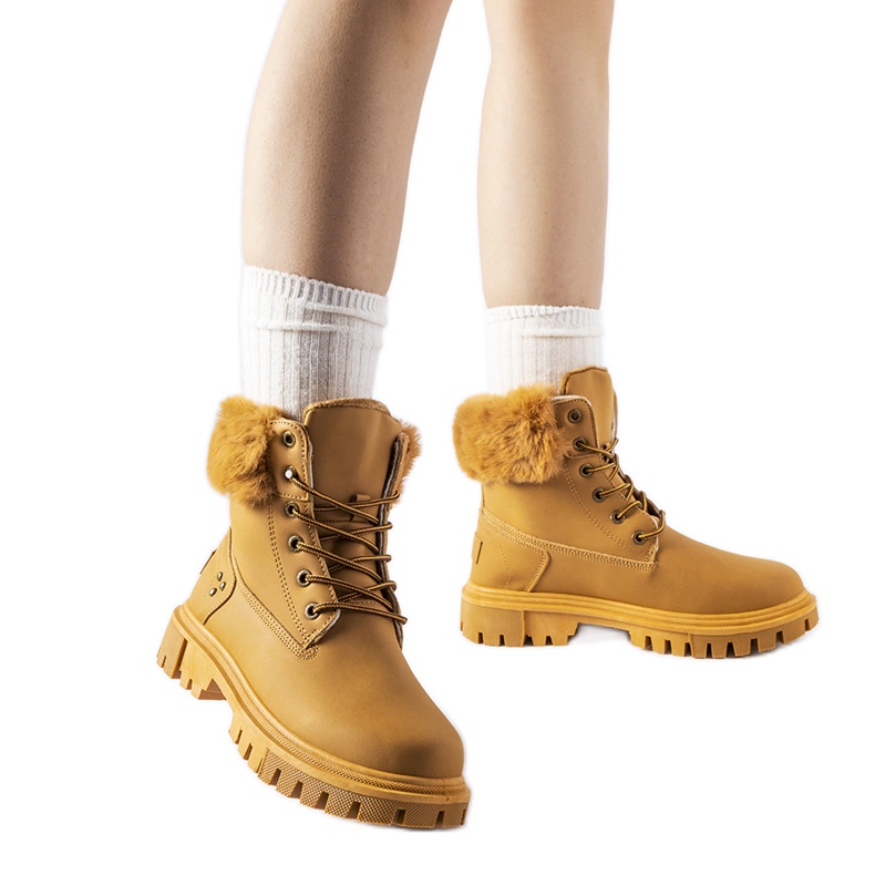 Cizme Albert maro cu blana decorativa