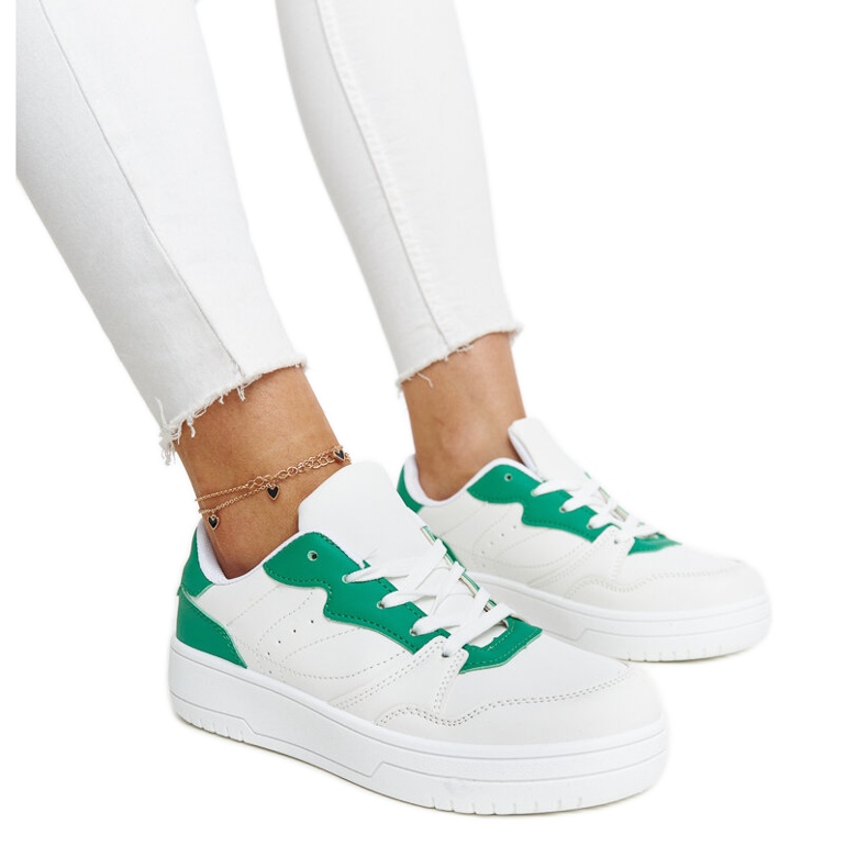Tenisi albi cu accent Fournie verde
