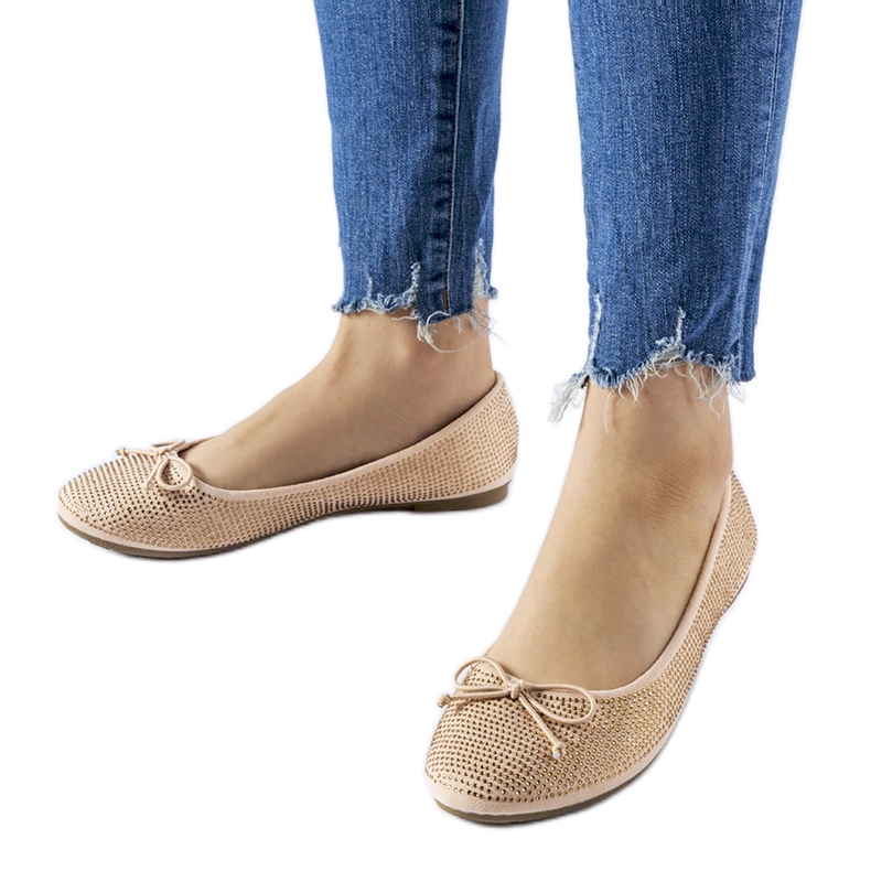 Balerini bej decorati cu zirconi Hulotais