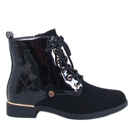 Botine negre Ninas cu siret negru Botine negre Ninas cu siret negru