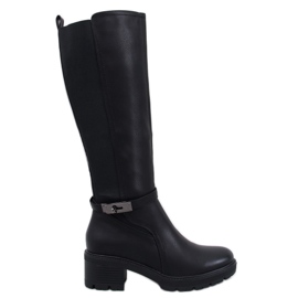 Philips Cizme negre cu toc negru Philips Cizme negre cu toc negru