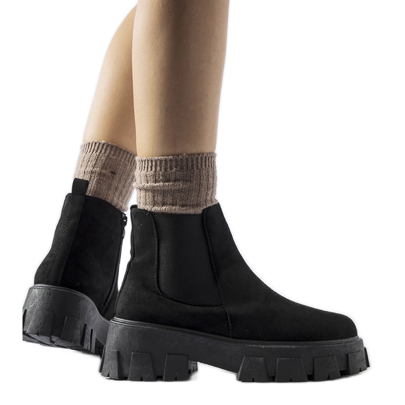 Cizme joase negre, cu talpă Willo masivă negru Cizme joase negre, cu talpă Willo masivă negru