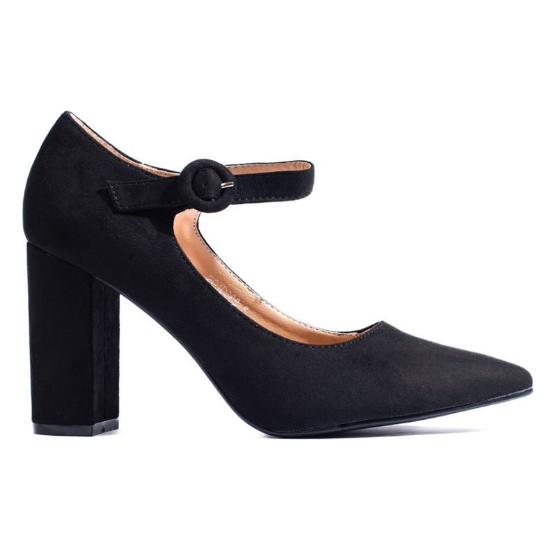 Pompe cu toc Shelovet din piele intoarsa neagra negru Pompe cu toc Shelovet din piele intoarsa neagra negru