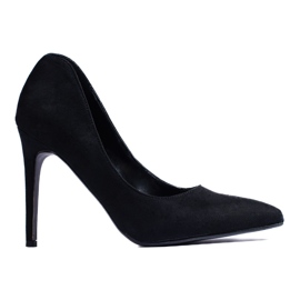 Pompe eleganti de piele intoarsa cu toc Shelovet negru