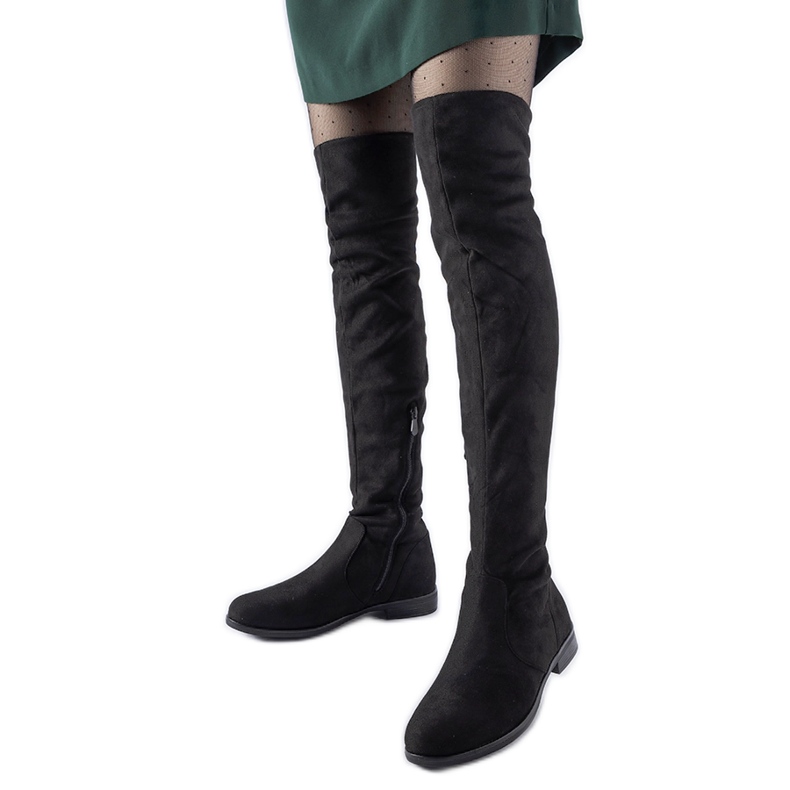 Cizme Scandale lungi, negre, calde, din piele ecologică negru Cizme Scandale lungi, negre, calde, din piele ecologică negru