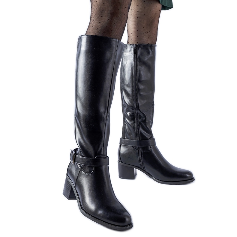 Cizme negre cu cataramă Ernest decorativă negru