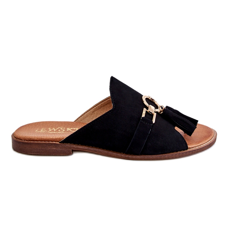 Lewski Shoes Papuci din piele intoarsa pentru dama Leewski Shoes 3226 Black negru