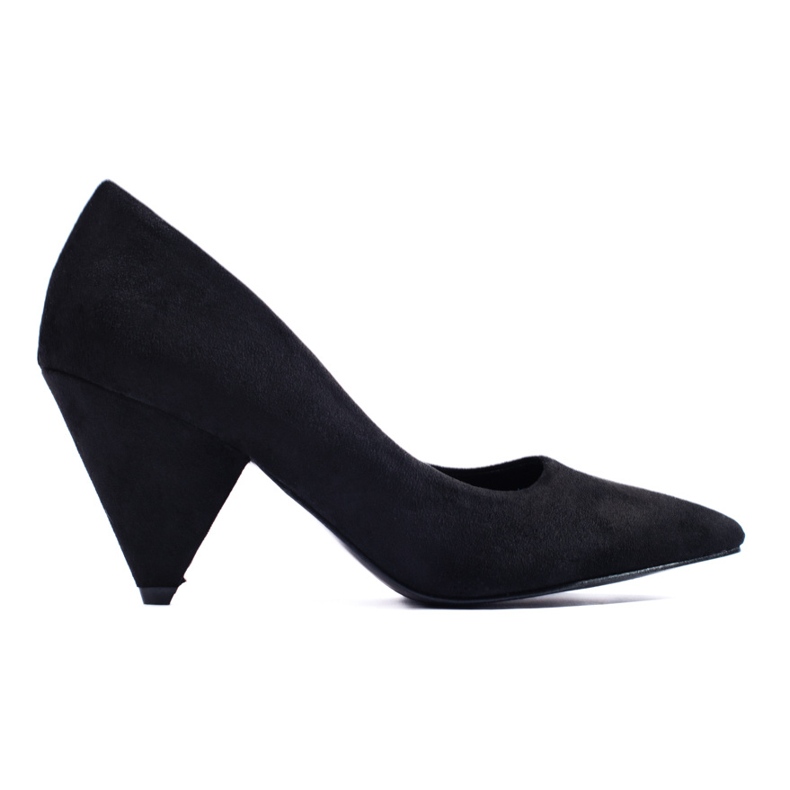 Pompe Shelovet din piele intoarsa neagra cu toc conic negru
