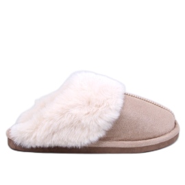 Papuci de dama Otteys Beige cu blana bej Papuci de dama Otteys Beige cu blana bej