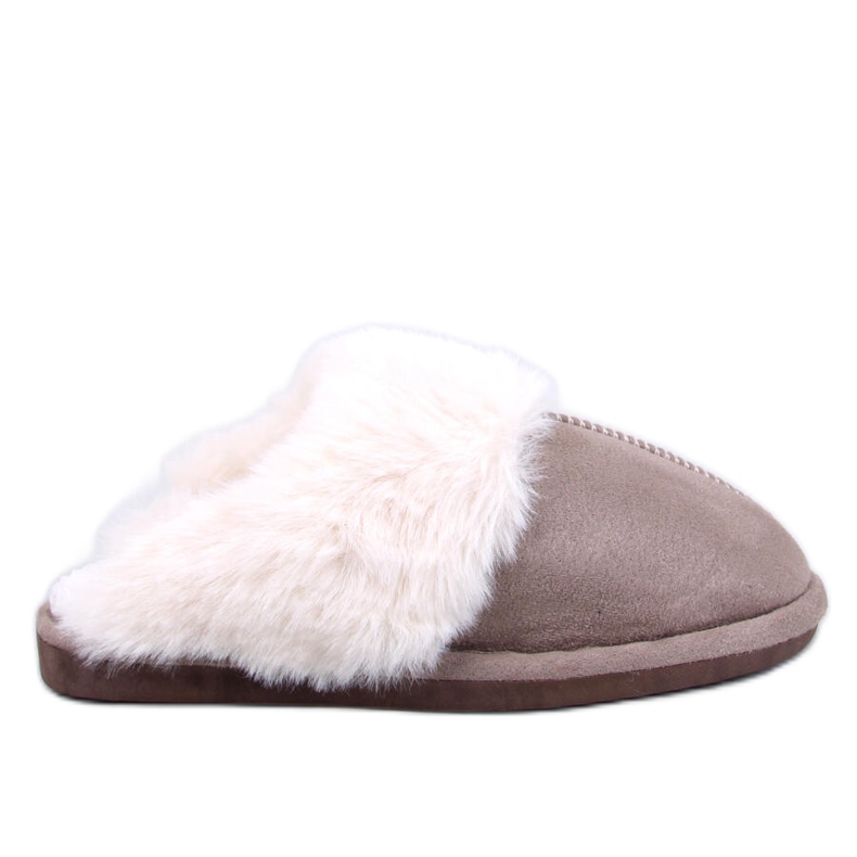 Papuci de dama Otteys Mocca cu blana maro