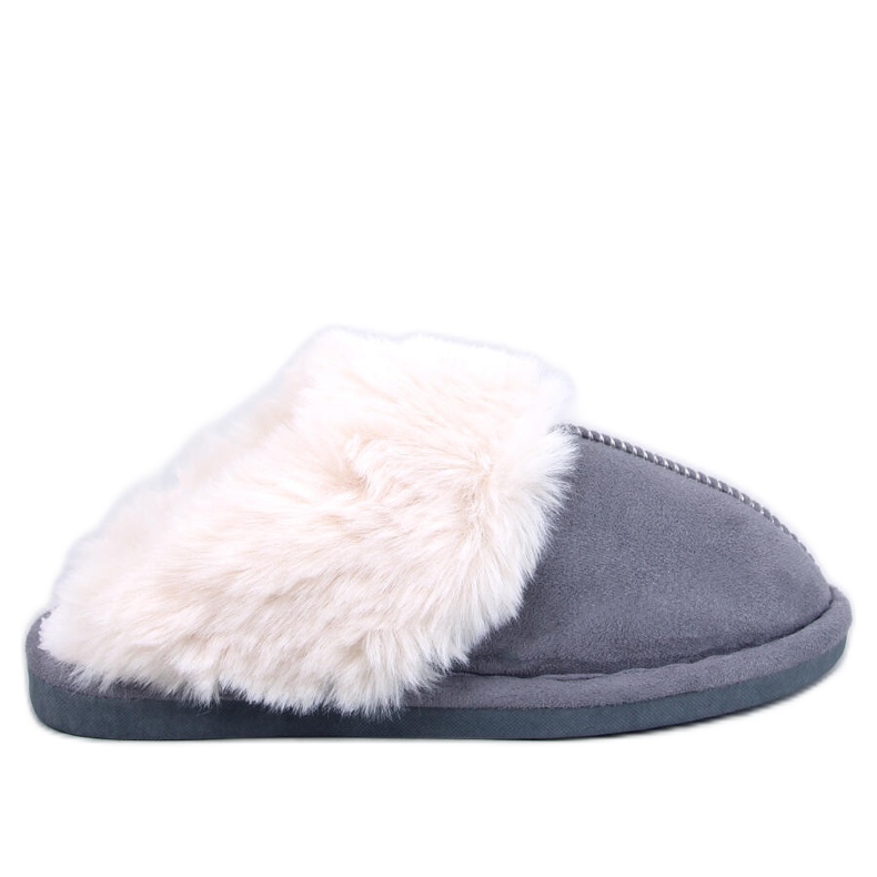 Papuci de dama Otteys Grey cu blana gri