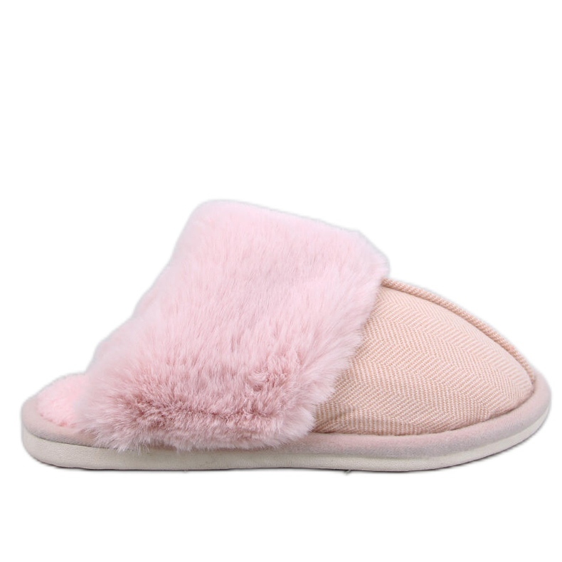 Papuci Allens Powder Pink cu blană roz
