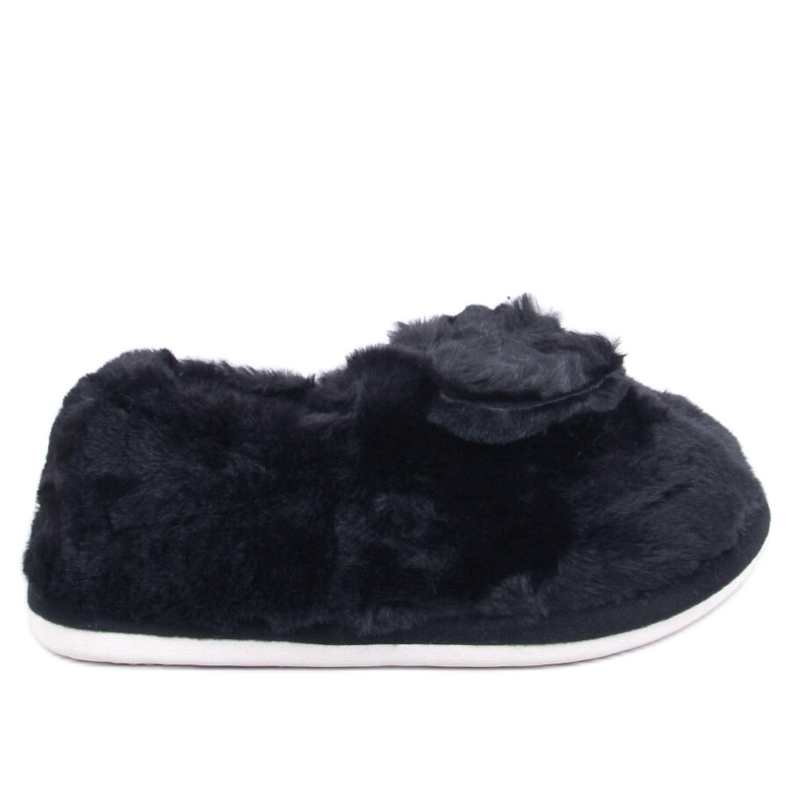 Papuci de blana cu fundita Emres Black negru