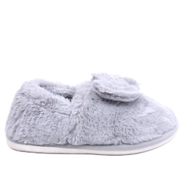 Papuci Emres Grey din blana cu fundita gri Papuci Emres Grey din blana cu fundita gri