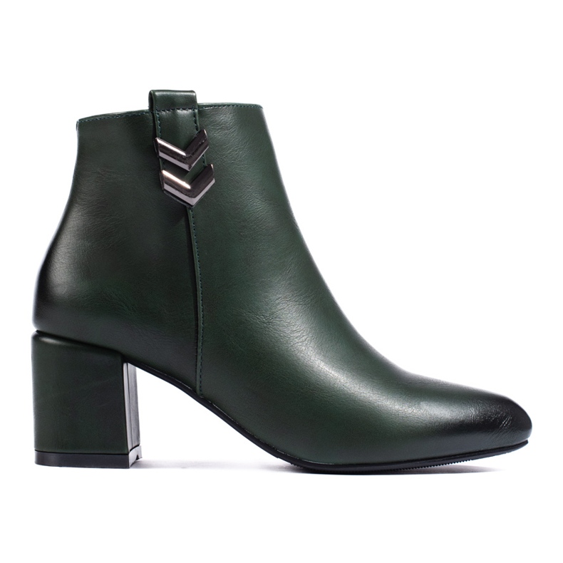 Botine elegante Daszyński, clasice, verde închis, cu toc înalt Botine elegante Daszyński, clasice, verde închis, cu toc înalt